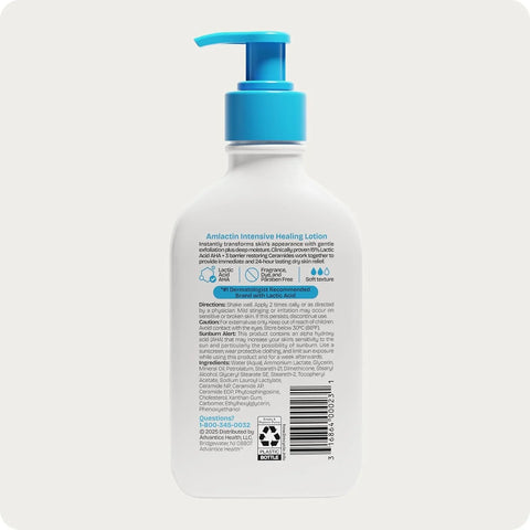 AmLactin Intensive Healing Body Lotion - Therapeutic Lotion for Extremely Dry Skin - No-Scrub Exfoliator with 15% Lactic Acid AHA and Ceramides, 7.9 oz (Pack of 2) (Packaging May Vary)