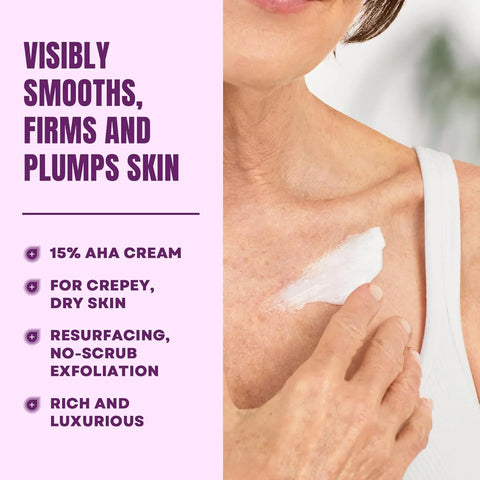 AmLactin Crepe Firming Cream - Therapeutic Skin Tightening Cream for Body – No-Scrub Exfoliator and Moisturizer, Skin Care with 15% Lactic Acid AHA, 12 oz (Packaging May Vary)