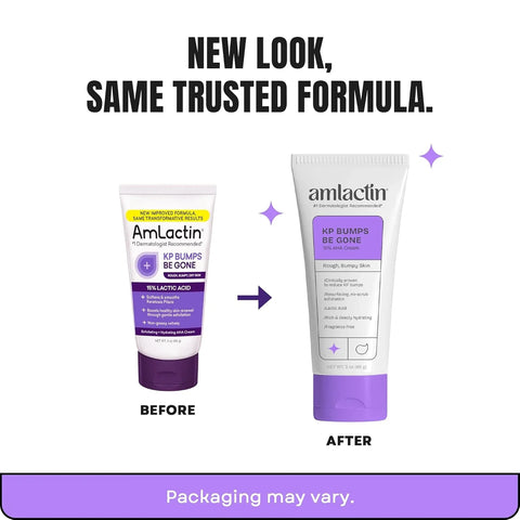 AmLactin KP Bumps Be Gone - Therapeutic Body Cream for Keratosis Pilaris - No-Scrub Exfoliator and Body Moisturizer for Dry Skin with 15% Lactic Acid AHA, 3 oz, Pack of 2 (Packaging May Vary)